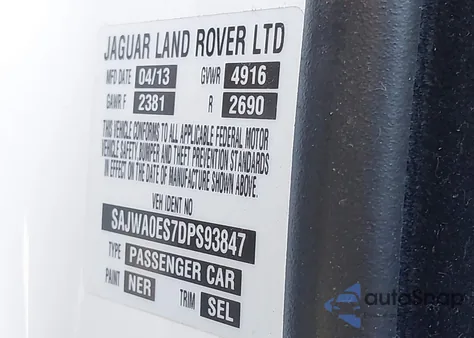 2013 Jaguar Xf I4 T из США, поврежденный, VIN SAJWA0ES7DPS93847